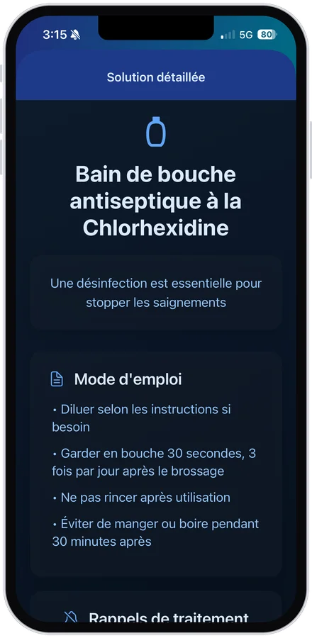 App MouthCare, bain de bouche antiseptique, mode d'emploi