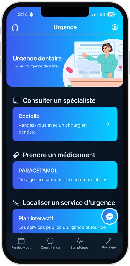 App MouthCare, urgence dentaire, que faire